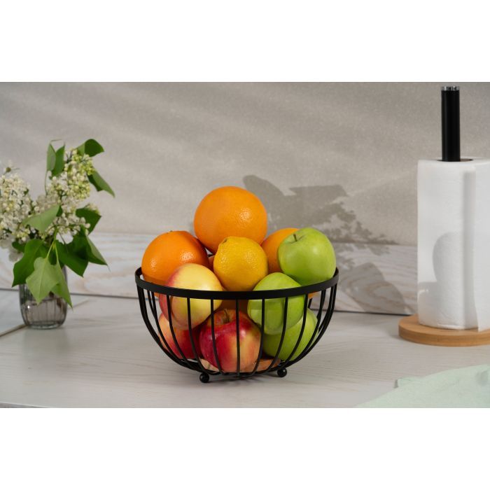 Фруктовниця Ardesto Midori 25х25х13см, метал, дерево, чорний (AR0904B) зображення 5