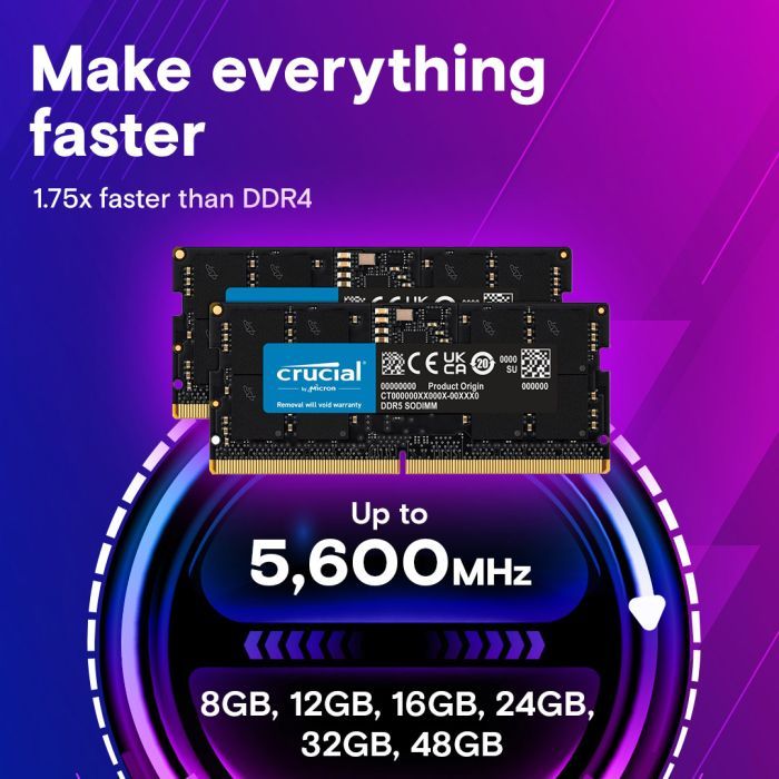 Модуль памяти для ноутбука SoDIMM DDR5 8GB 5600 MHz Micron (CT8G56C46S5T) изображение 3