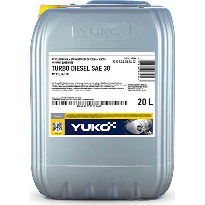 Моторное масло Yuko TURBO DIESEL SAE 30 20л (4823110402863)