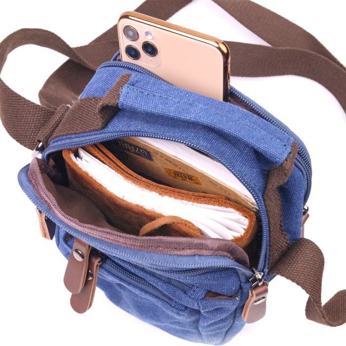 Сумка Vintage Мужская из плотного текстиля Синяя (21246) изображение 5