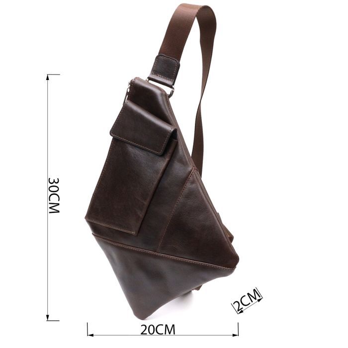 Сумка Grande Pelle Мужская на плечо из натуральной кожи Коричневая (11669) изображение 3