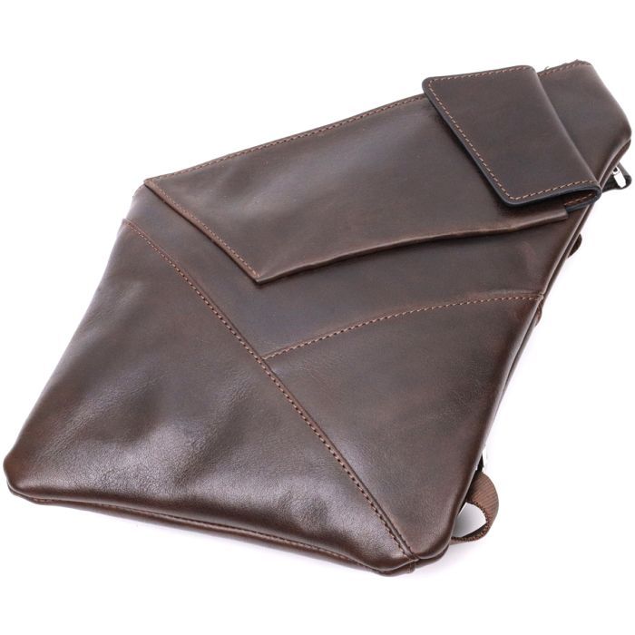 Сумка Grande Pelle Мужская на плечо из натуральной кожи Коричневая (11669) изображение 5