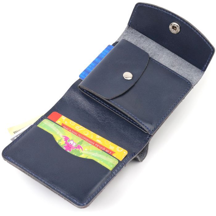 Портмоне Shvigel Из натуральной кожи Синее (16622) изображение 5