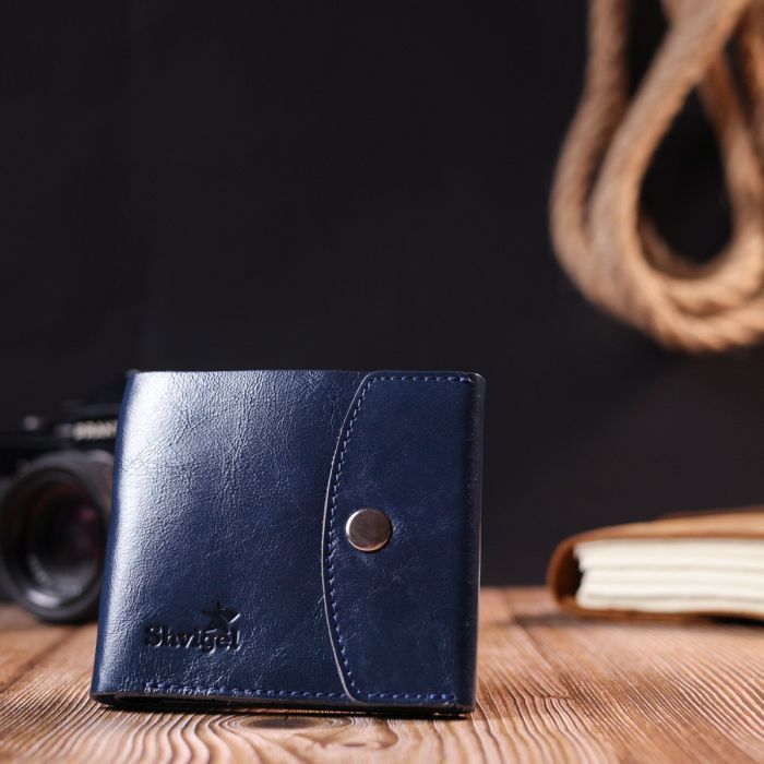 Портмоне Shvigel Из натуральной кожи Синее (16622) изображение 8