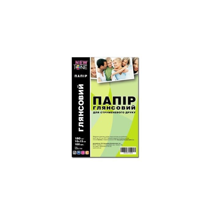 Фотопапір NewTone 10x15, 180г/m кв, Glossy, 100c (G180.F100N)