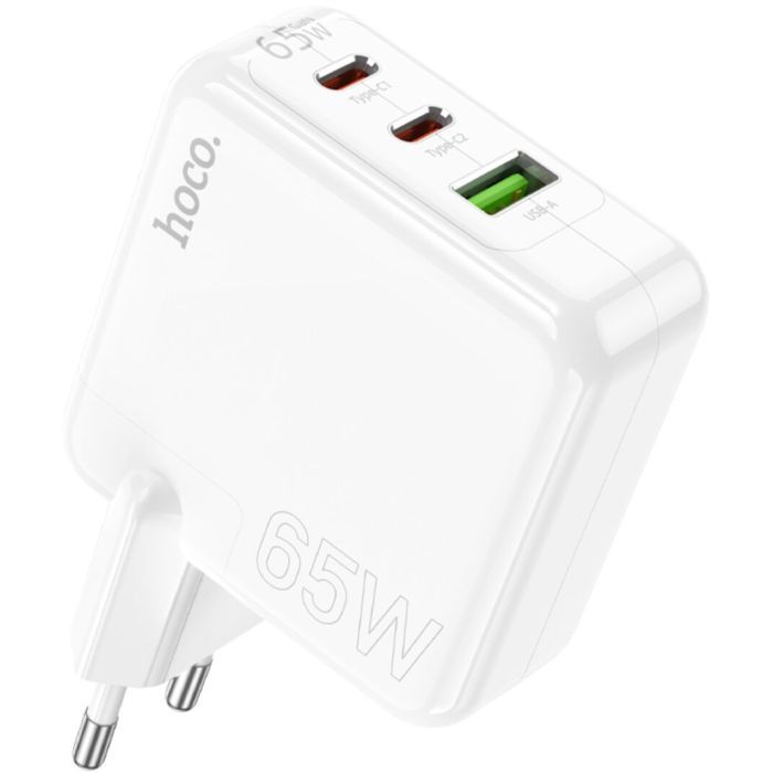 Зарядное устройство HOCO C115A Header 2xUSB-C PD65W + 1xUSB QC3.0 GaN White (6931474798312)