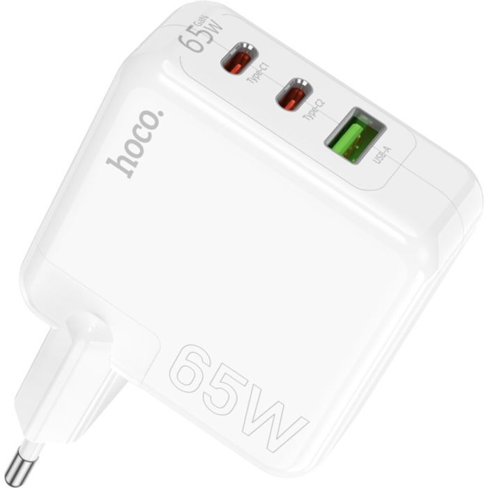 Зарядное устройство HOCO C115A Header 2xUSB-C PD65W + 1xUSB QC3.0 GaN White (6931474798312) изображение 3
