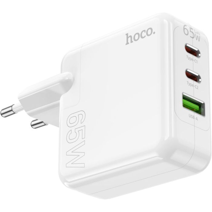 Зарядное устройство HOCO C115A Header 2xUSB-C PD65W + 1xUSB QC3.0 GaN White (6931474798312) изображение 4