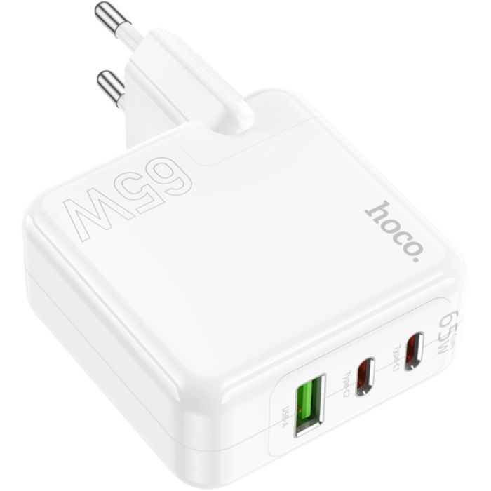 Зарядное устройство HOCO C115A Header 2xUSB-C PD65W + 1xUSB QC3.0 GaN White (6931474798312) изображение 5