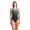 Купальник Arena Kikko V Swimsuit V Back Graphi 006650-508 чорний, зелений 40 (3468337490517)