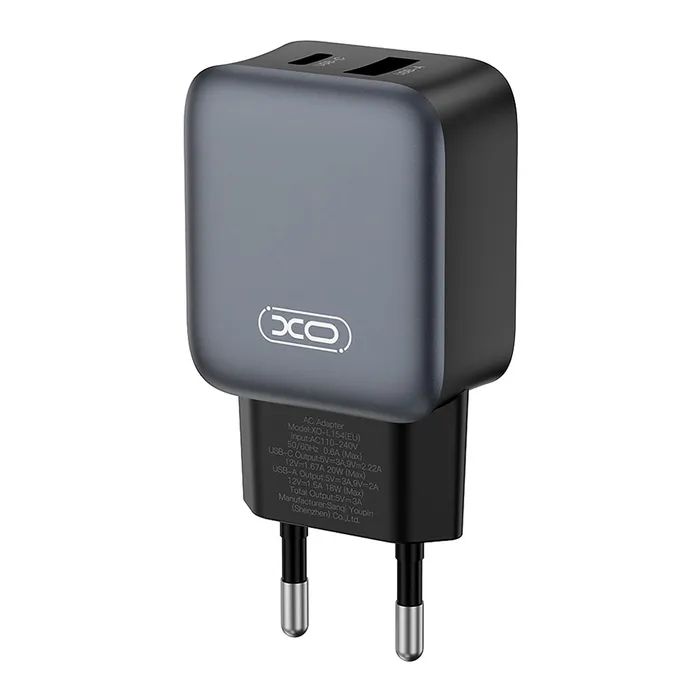 Зарядний пристрій XO L154 USB-C PD20W + USB-A QC3.0 Black (L154.black) зображення 3