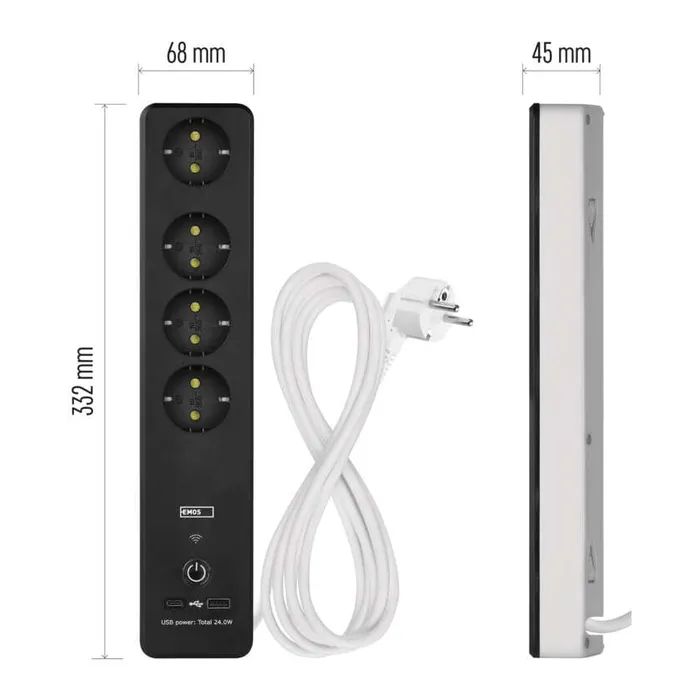 Мережевий подовжувач EMOS P1422SM 2m 4 роз. 1xUSB-A 1xUSB-C Wi-Fi 1,5мм2 (P1422SM) зображення 10