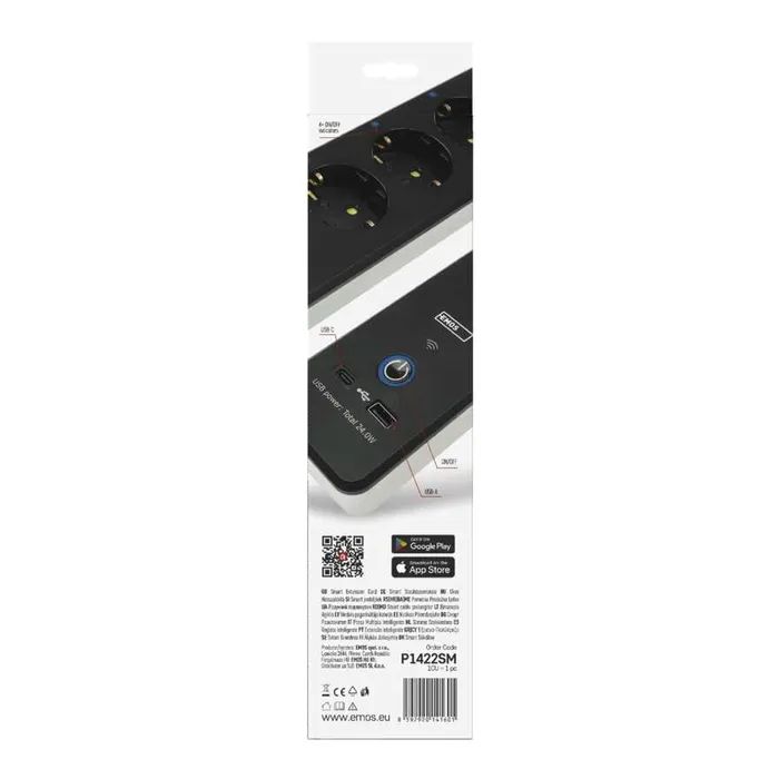 Мережевий подовжувач EMOS P1422SM 2m 4 роз. 1xUSB-A 1xUSB-C Wi-Fi 1,5мм2 (P1422SM) зображення 11