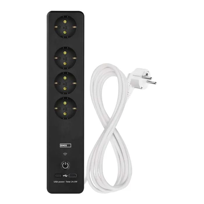 Мережевий подовжувач EMOS P1422SM 2m 4 роз. 1xUSB-A 1xUSB-C Wi-Fi 1,5мм2 (P1422SM) зображення 2