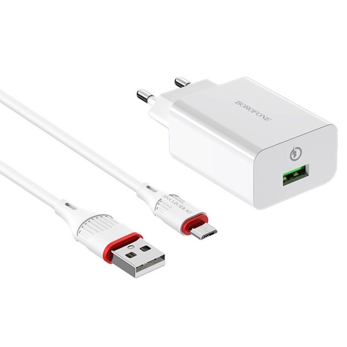 Зарядное устройство BOROFONE BA21A USB + cable USB to Micro 5P 10.5W White (BA21A/MW) изображение 3