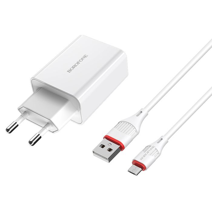 Зарядное устройство BOROFONE BA21A USB + cable USB to Micro 5P 10.5W White (BA21A/MW) изображение 5