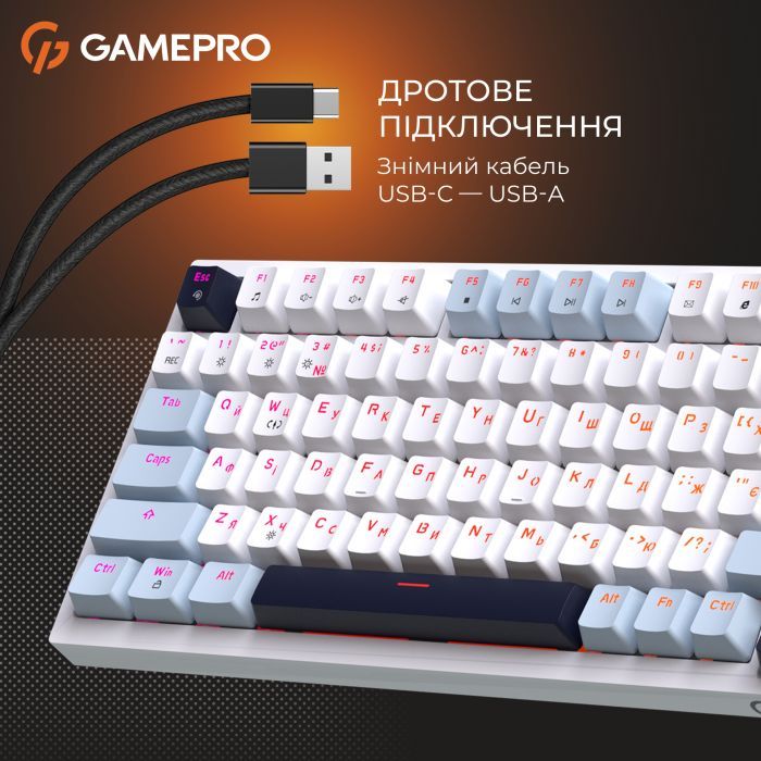 Клавиатура GamePro Genesis Warden MK160BL Outemu Swithes USB White (MK160BL) изображение 11