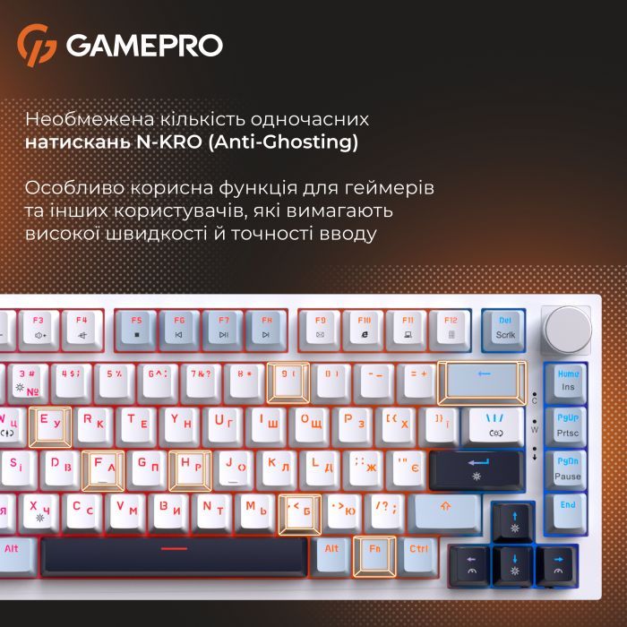 Клавиатура GamePro Genesis Warden MK160BL Outemu Swithes USB White (MK160BL) изображение 9