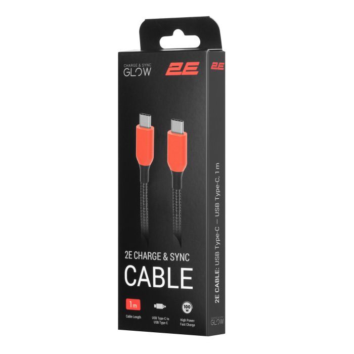 Дата кабель USB-C to USB-C 1.0m 100W black 2E (2E-CC100-WH) изображение 3