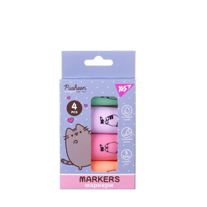 Набор маркеров Yes текстовый Pusheen 4 шт (391094)