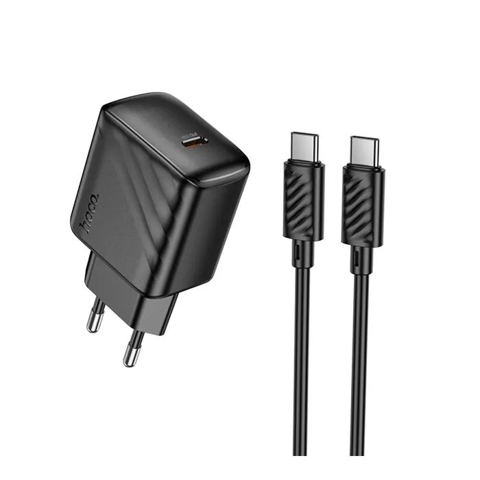 Зарядний пристрій HOCO CS24A USB-C PD25W + cable USB-C to USB-C black (6942007639774)