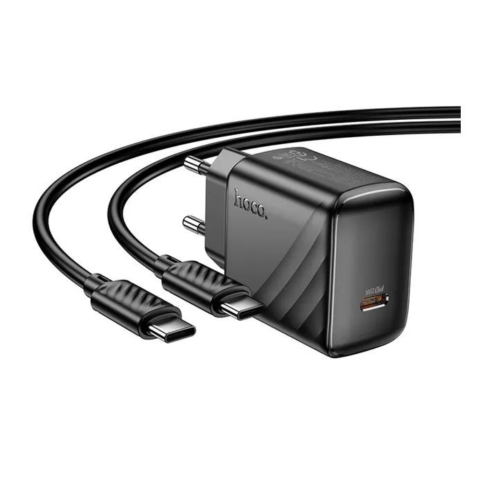 Зарядний пристрій HOCO CS24A USB-C PD25W + cable USB-C to USB-C black (6942007639774) зображення 4