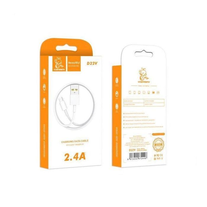 Дата кабель USB 2.0 AM to Micro 5P 1.0m 2.4A white Denmen (D22V-WH) зображення 3
