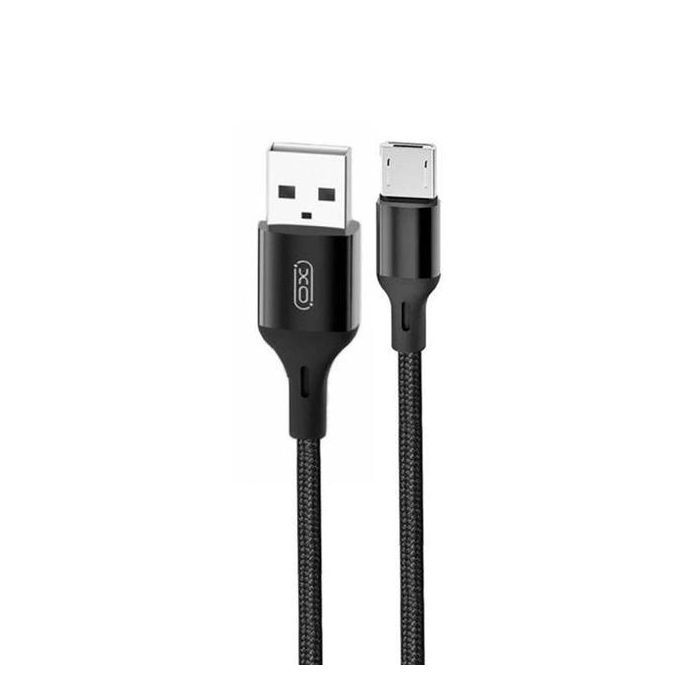 Дата кабель USB 2.0 AM to Micro 5P 1.0m 2.4A braided black XO (NB143-M1-BK)