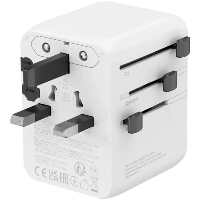 Зарядное устройство Canyon OnTour 70 3xUSB-C + 2xUSB-A EU/UK/US/AUS 70W White (CNS-TA70W1006W) изображение 2