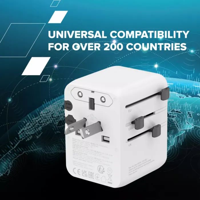 Зарядное устройство Canyon OnTour 70 3xUSB-C + 2xUSB-A EU/UK/US/AUS 70W White (CNS-TA70W1006W) изображение 6