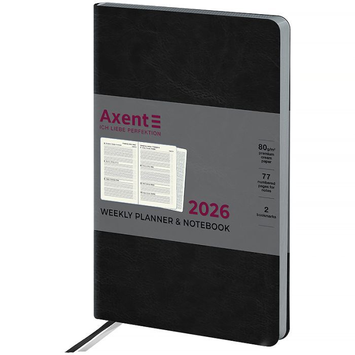 Еженедельник Axent датированный 2026 Partner City Soft 125х195, серый (8521-26-06-A)