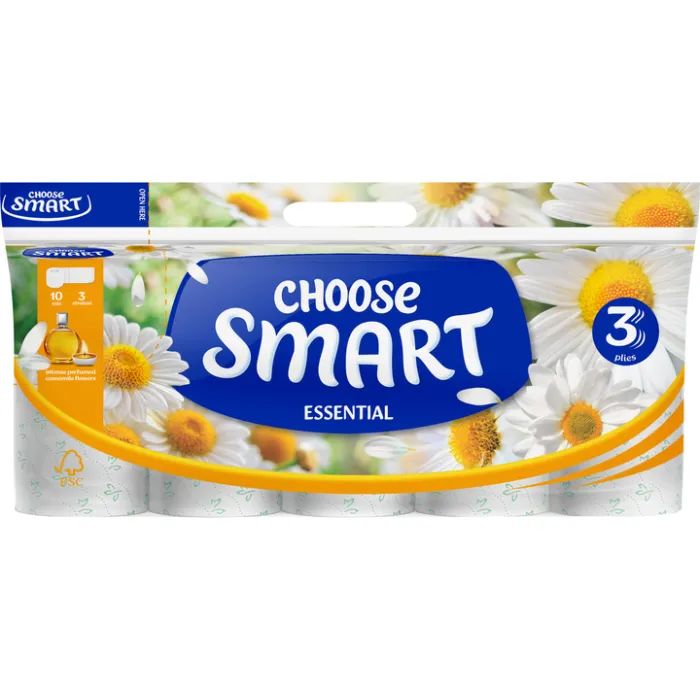 Туалетная бумага Smart Tissue Essential Chamomile 3 слоя 10 рулонов (5944582100114)