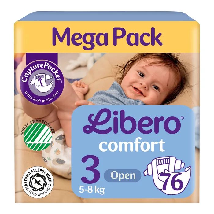 Подгузники Libero Comfort Розмір 3 (5-8 кг) 76 шт (7310361157422)