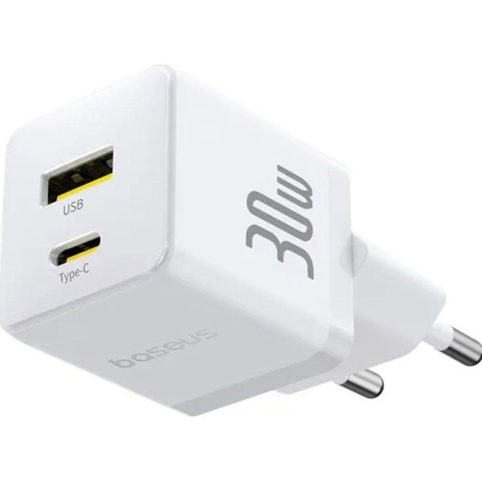 Зарядний пристрій Baseus 1xUSB-C 30W + 1xUSB white (P1011160A213-00) зображення 4