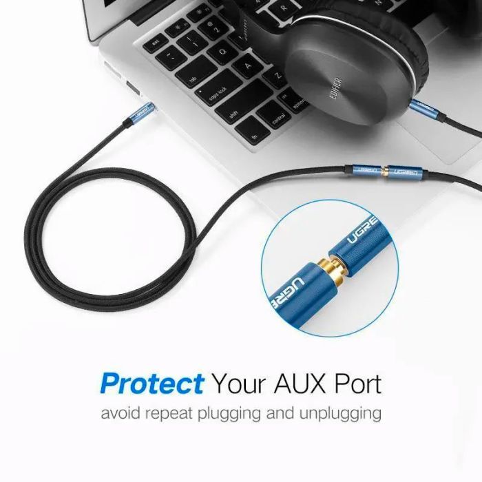 Кабель мультимедійний 3.5mm M to 3.5mm F 1.5m AV118 blue Ugreen (40674) зображення 10 Кабель мультимедійний 3.5mm M to 3.5mm F 1.5m AV118 blue Ugreen (40674) зображення 10