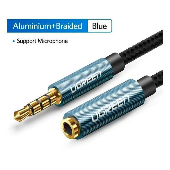 Кабель мультимедійний 3.5mm M to 3.5mm F 1.5m AV118 blue Ugreen (40674) зображення 7 Кабель мультимедійний 3.5mm M to 3.5mm F 1.5m AV118 blue Ugreen (40674) зображення 7