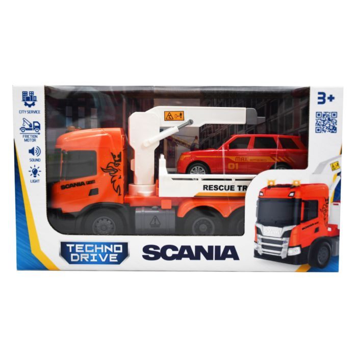 Спецтехника TechnoDrive серии Big Truck – эвакуатор Scania с машиной (свет, звук) (6408KS) изображение 2