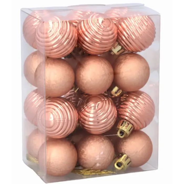 Елочная игрушка Chomik пластикові кульки компл. 24 шт, 3см, рожево-пудрові (5900779877153_3)