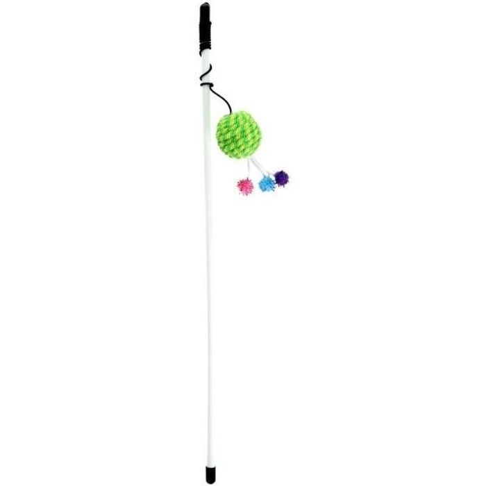 Іграшка для котів Hippie Pet Вудка з м'ячиками зелена 46 см (HIPCW16022Z)