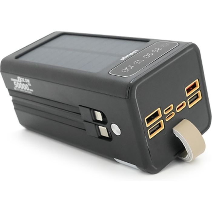 Батарея универсальная Linkage 50000mAh, Solar, 22.5W, cables Туре-С+Lighting, Black (LKP-47) изображение 2