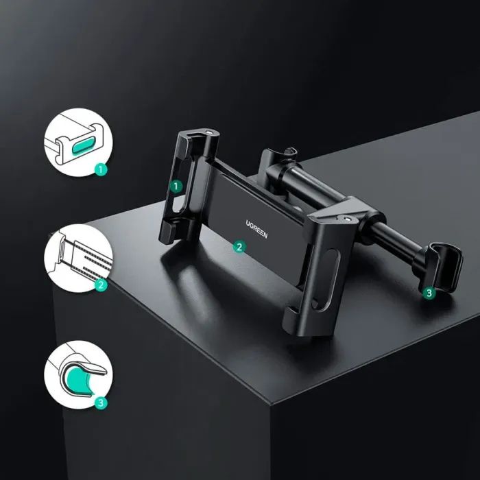 Универсальный автодержатель Ugreen LP160 Car Headrest Mount Holder Black (60108) изображение 7