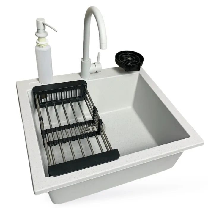 Мойка кухонная Adamant Univer Old stone + змішувач + дозатор + ополіскувач склянок + колан (4824296106610)