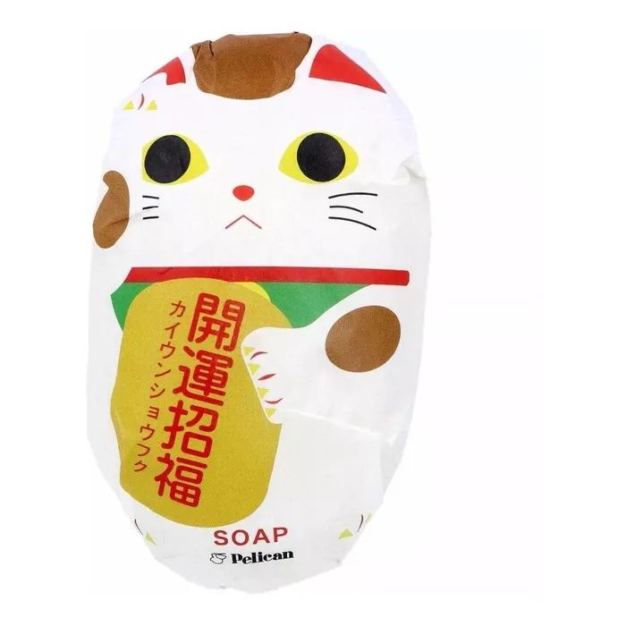 Твердое мыло Pelican Beckoning Cat Soap С ароматом зеленого чая "Манеки-неко" 180 г (4976631481890)