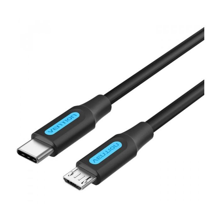 Дата кабель USB-C to Micro 5P 1.5m 10W black VENTION (COVBG)