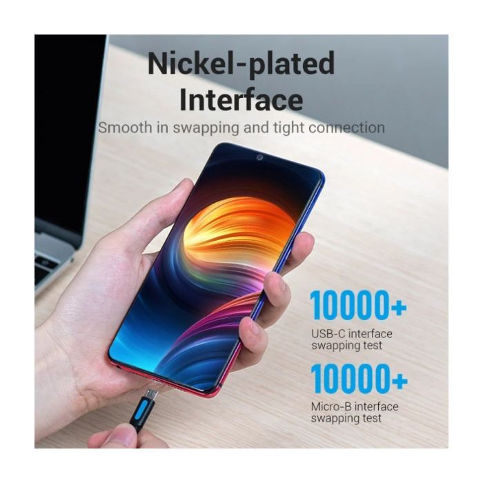 Дата кабель USB-C to Micro 5P 1.5m 10W black VENTION (COVBG) изображение 6