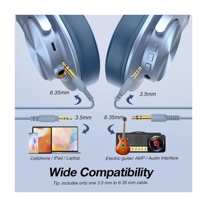 Наушники OneOdio Fusion A70 Bluetooth+3,5мм/6,35мм Black (A70 Black) изображение 4