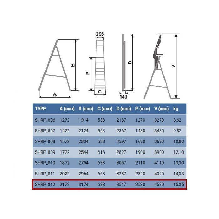 Лестница ELKOP стременка 6сх. верхняя ступень-1,26м проф. (SHRP 6) изображение 4