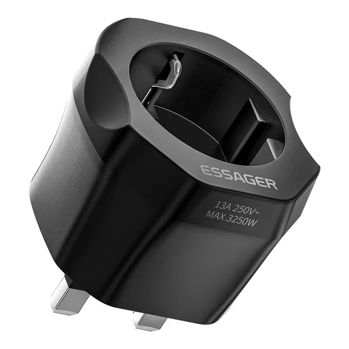 Переходник EU to UK 220V black Essager (ECTZH-YCC01-Z)