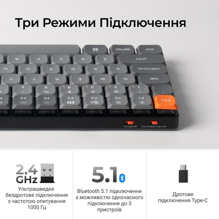 Клавіатура Keychron K3 Max Gateron Brown Switch RGB UA Black (K3M-H3-UA) зображення 10