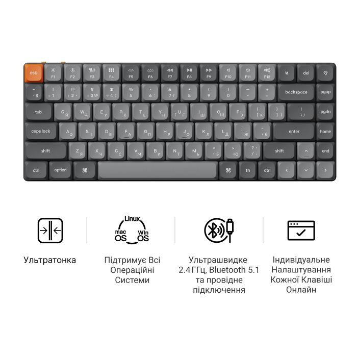 Клавіатура Keychron K3 Max Gateron Brown Switch RGB UA Black (K3M-H3-UA) зображення 8